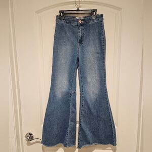 We The Free Wide Leg High Rise Zip/Button up Jeans Size 25 # 366